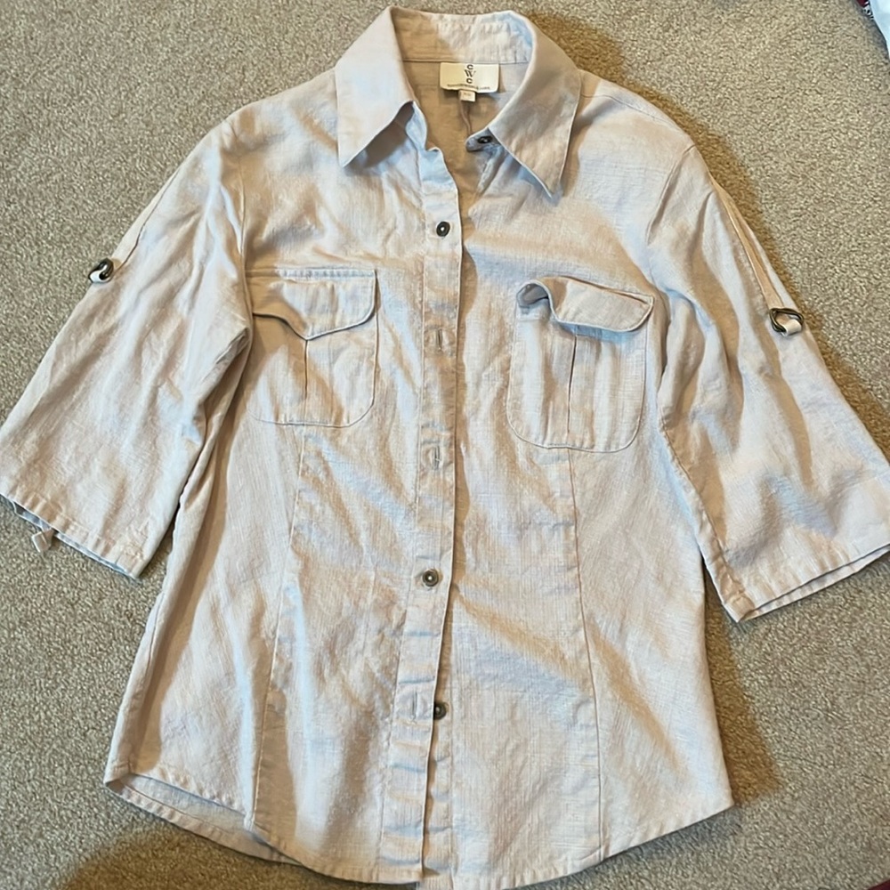 Khaki Cotton World Corp Collard T-Shirt